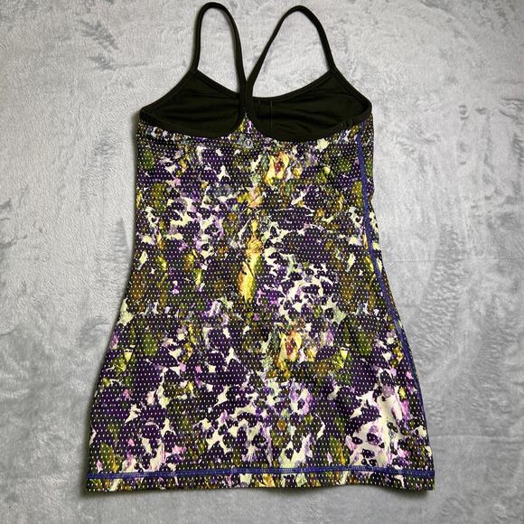 Lululemon Power Y Tank Womens 2 Shelf Bra Fall Floral Multicolor Stretch Active - Picture 4 of 9
